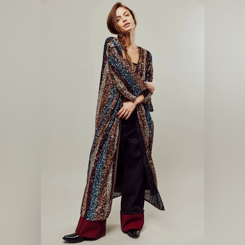 Free People Sequin Prism Kimono / Size ALL